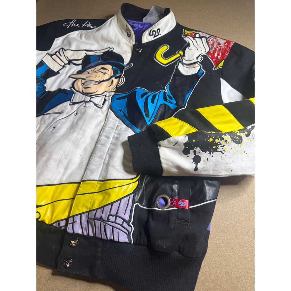 L29 DC Comics Originals The Penguin Varsity Jacket Black White Yellow Mens XL